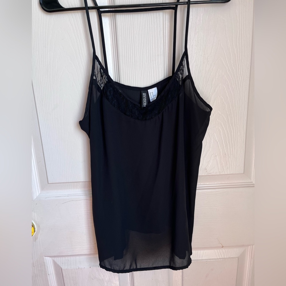 Black Lace Trim Cami Top